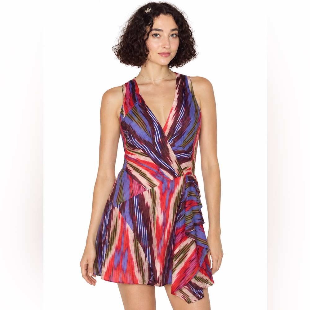 Silk Vintage Nanette Lepore Go Getter Ruffled Ikat Mini Dress